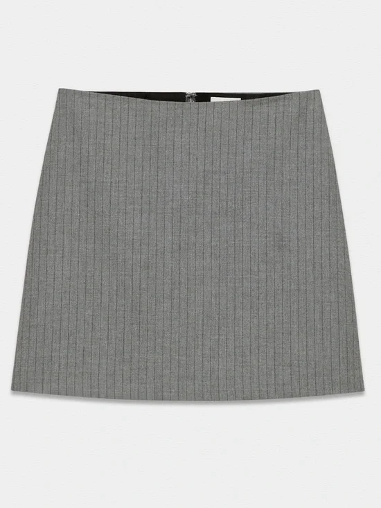 Aritzia Wilfred Classic Mini Skirt Grey Stripe Size 4 NWT A Line High Rise Chic - Picture 7 of 15